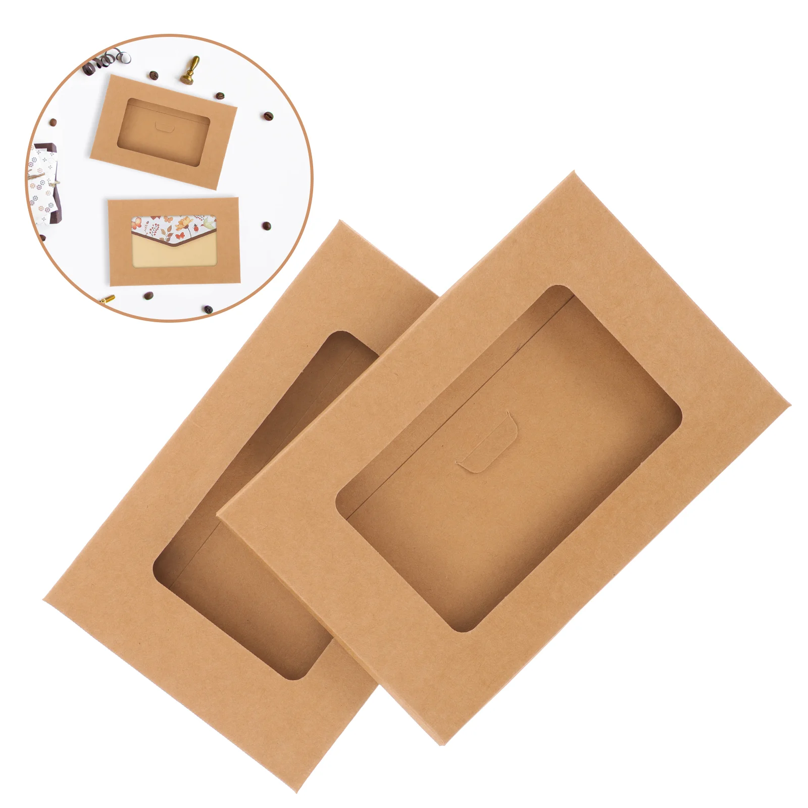 

10 Pcs Window Envelope Box Postcard Case Container Paper Boxes Kraft Wrapping Bags