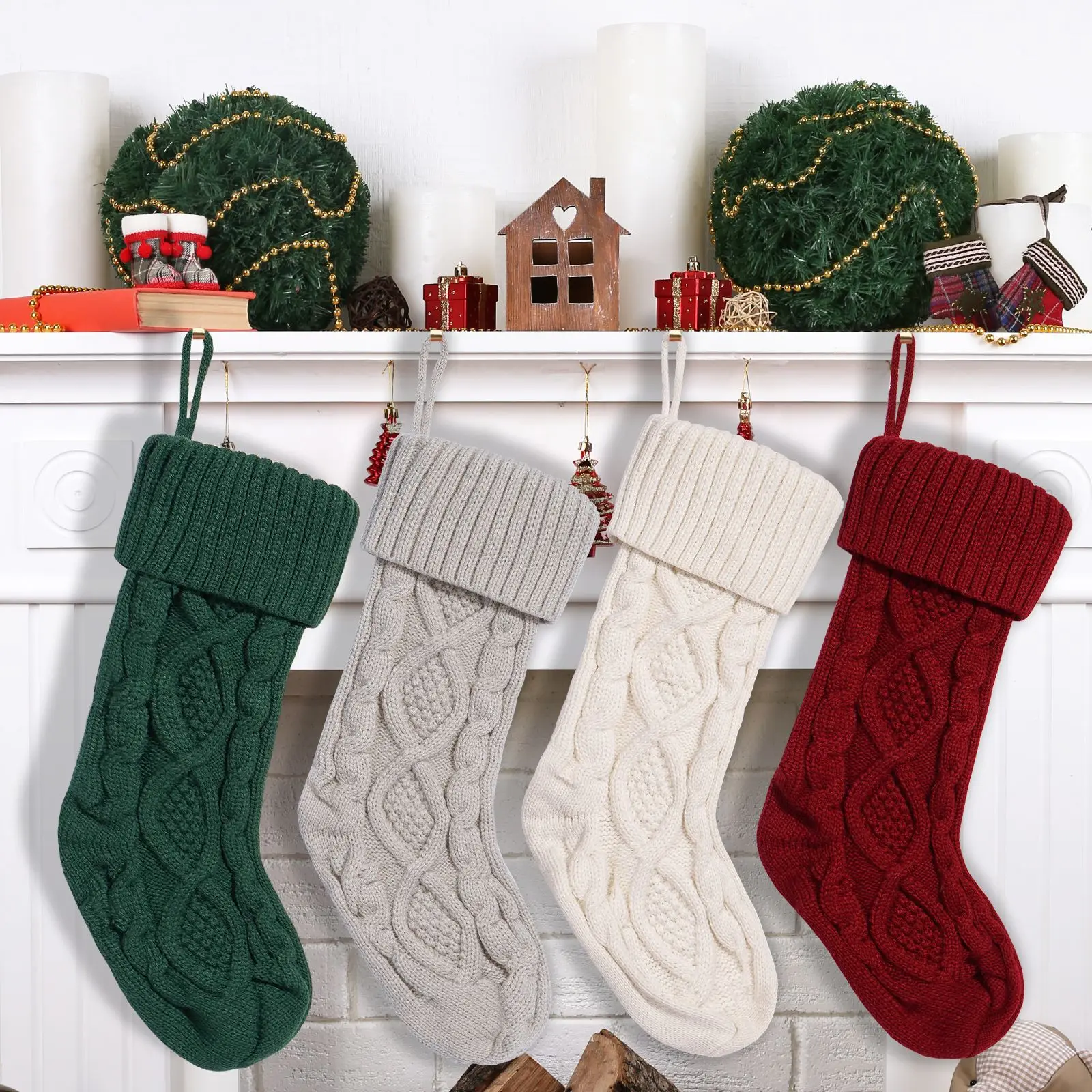 Christmas Stocking Personalized Christmas Knitted Stocking Gift Bag Hanging On The Bedhead/Christmastree Christmas Socks Pendant