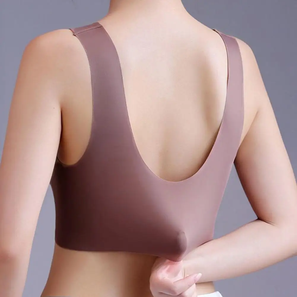 

Comfortable Bra Slim Fit Bra Flower Embroidery V Neck Mesh Women's Bra Seamless Breast Support with Wide Shoulder Straps Elegant