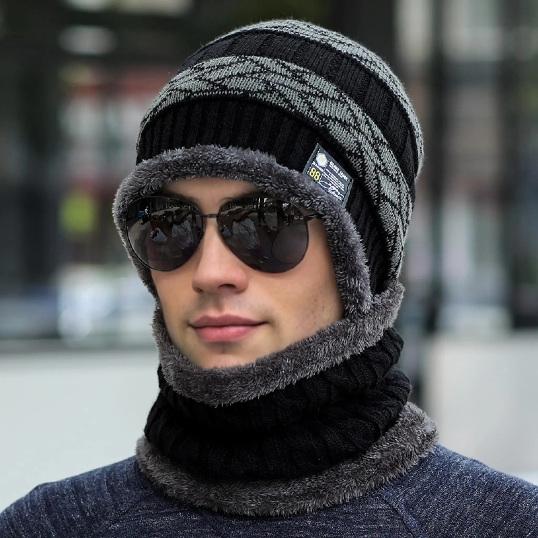 Hot Sale New Style Fashion Leisure Beanie Plush Cap Fur Lining Thick Warm Hat Suit Stylish Winter Hats ﻿Men&Women Knitted Hat