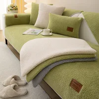 Wool Sofa Cover Winter Warm Living Room Sofa Cushion Plush Thickened Non-Slip Towel Comfortable Breathable Backrest Armrest 1