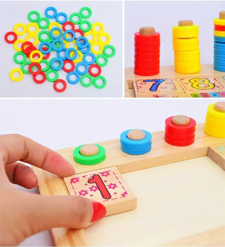 Montessori Teach Logarithmic Board Children Early Education Rainbow Donut Beneficial Intelligence Digital Circle Match