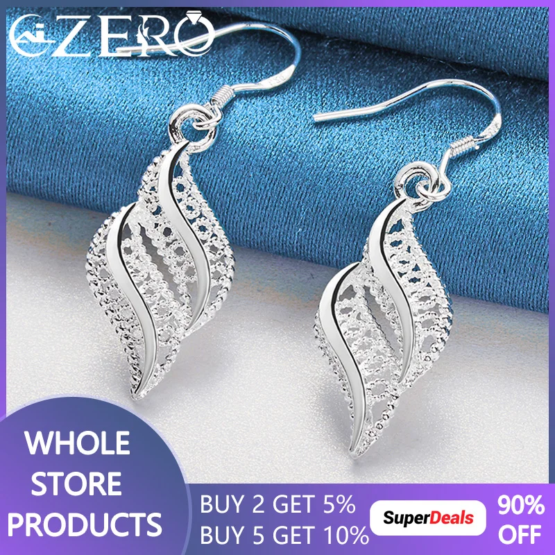 ALIZERO 925 Sterling Silver Leafage Earrings For Women Leaf Drop Earring Lady Fashion Wedding Engagement Party Jewelry