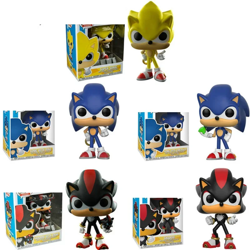 Funko Pop Super Sonic 283 # Edizione Speciale 284 # Sonic Con Anello Con Emerald Shadow Sonic Con Giocattoli Action Figure Modello Ciad