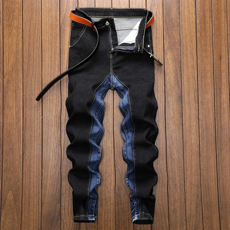 

2023 Men Jeans Homme Pantalon Slim Denim Trousers Biker High Quality Male Straight Casual Designer Streetwear Pants Patchwork