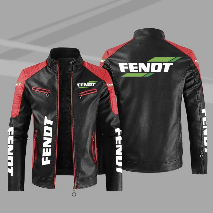 

European size thin FENDT tractor Fendt logo leather jacket fashionable casual windproof men's jacket spring and autumn