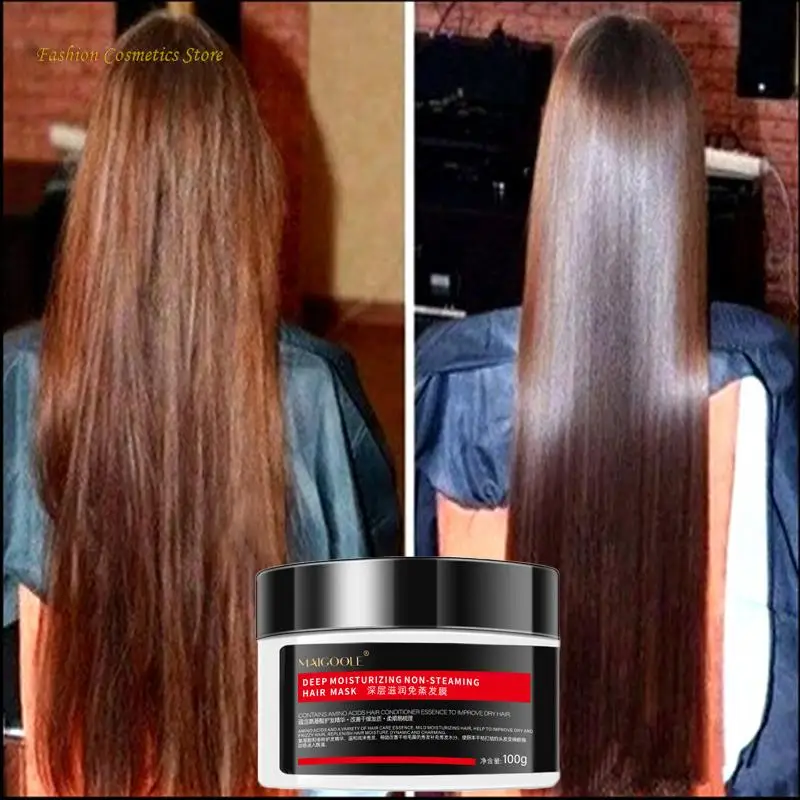 Deep Moist Hair Mask Keratin Treatment Repair Damaged Frizz Hair Shiny Soft Anti-dandruff Silk Smooth Protein No Wash Hair Mask