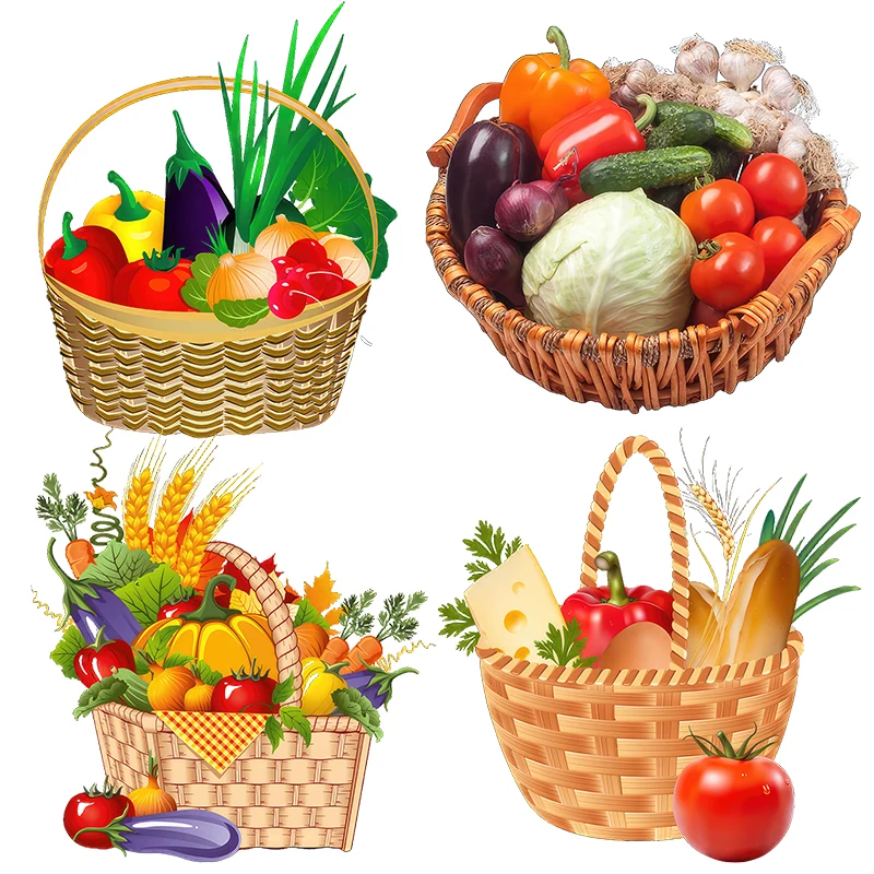 Tre Cricchetti Co79 Cestini Colorati Per Frutta E Verdura Decalcomanie Decorative Per Frigorifero Da Cucina Autoadesive