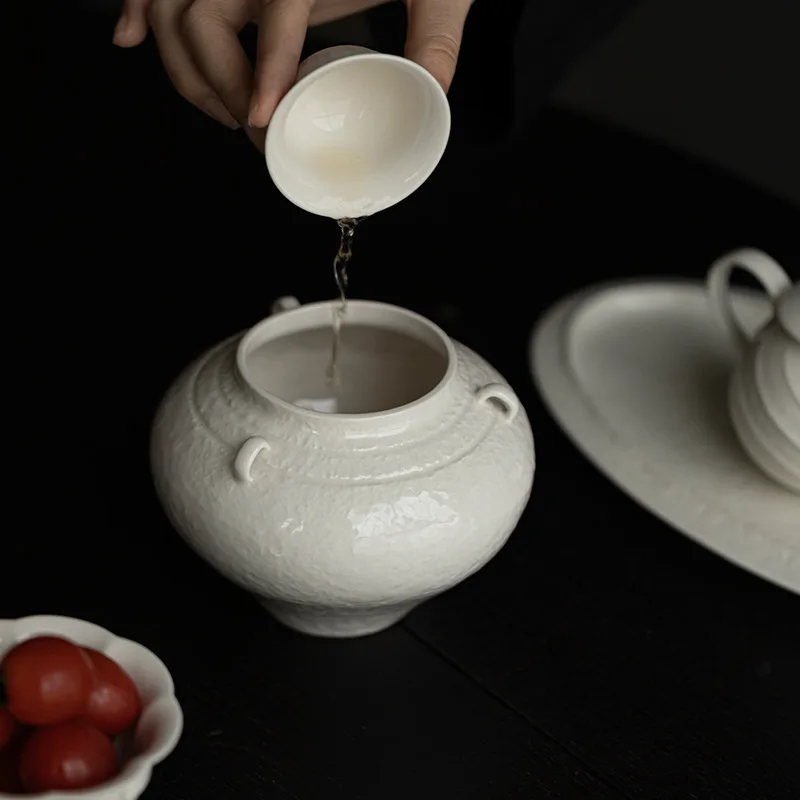 Plant ash tea washing retro handmade household tea residue bucket water tank ceramic building water open teacup washing tea