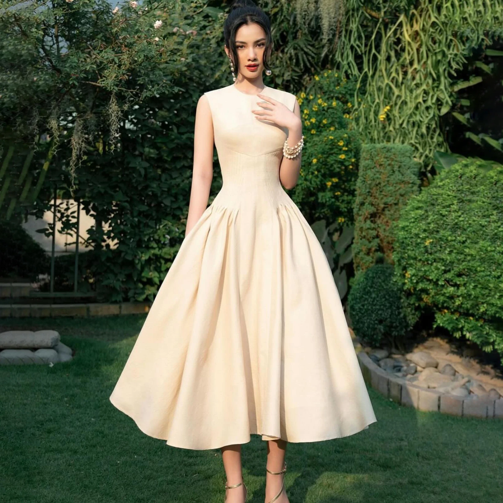 

GIOIO O-Neck Luxury Garden Evening Dresses Simple Ivory Sleeveless Formal Birthday Ankle Length Elegant Prom Gowns Party Women