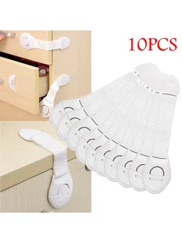 10 шт., Белый детский замок для безопасности, Детский защитный ящик, замок двери шкафа, пластиковый дверной замок