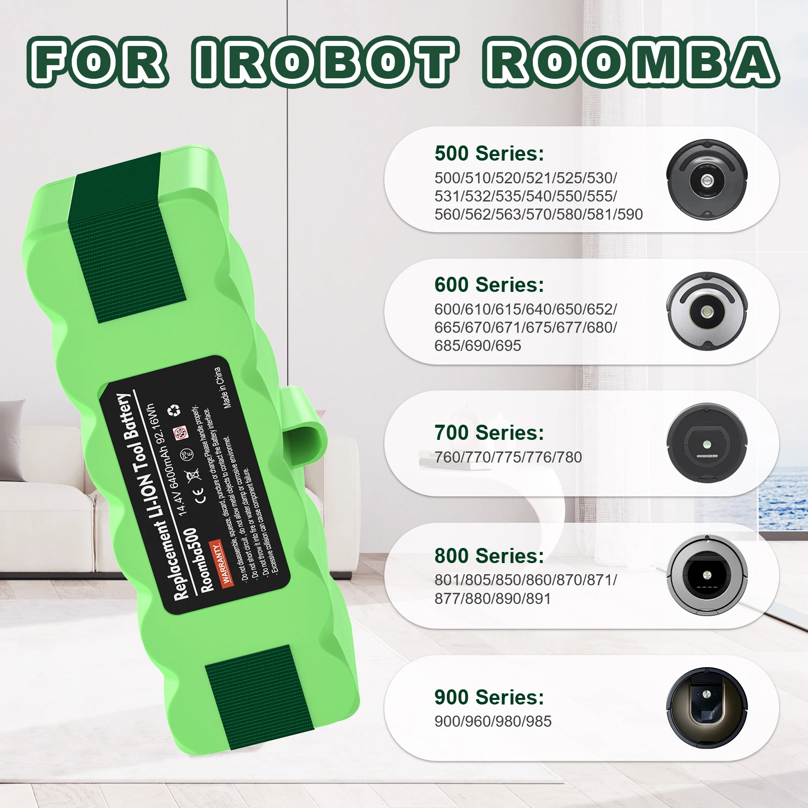 Bateria Adaptable IRobot Roomba Series 500 600 700 800