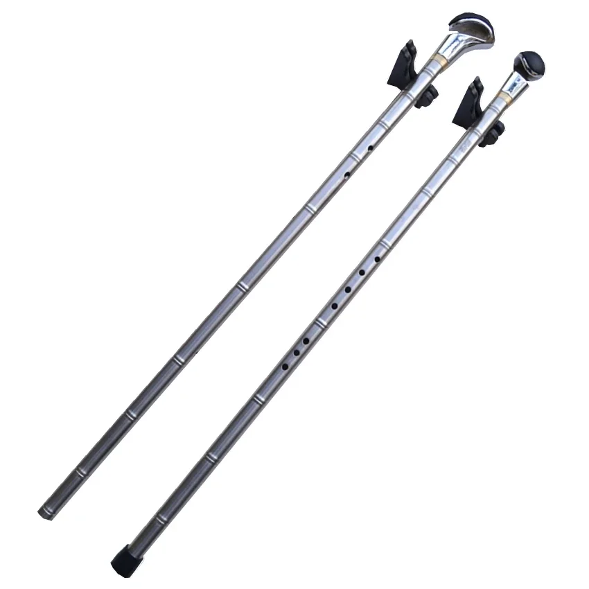 Chinese Metal Titanium Flute Xiao Walking Stick G/F Key Vertical Flute Flauta Profissional Music Instrument Self-defense Weapon
