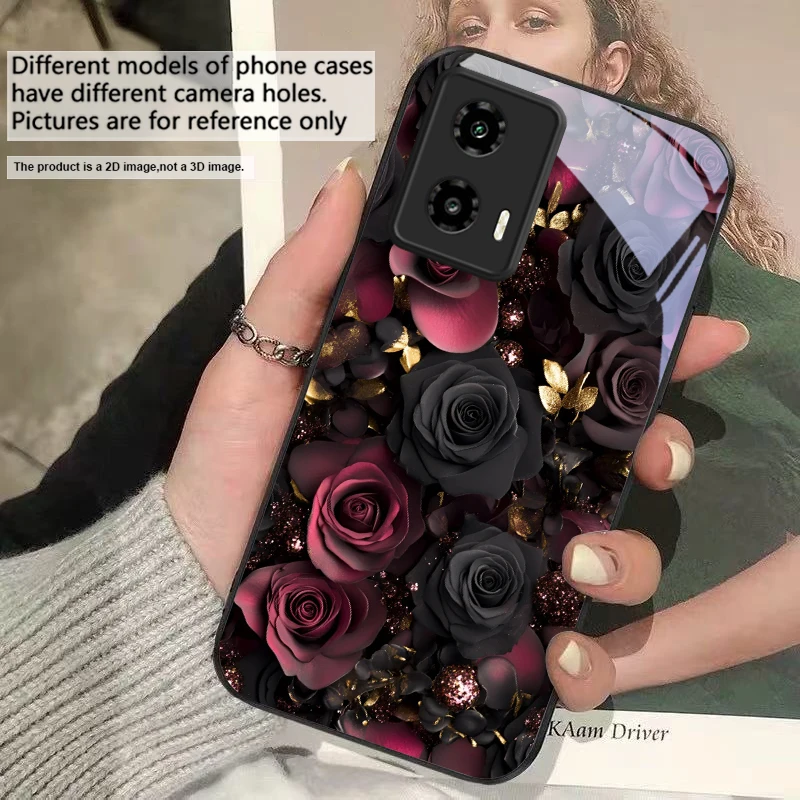 Wine Red Floral Petals Glass Phone Case