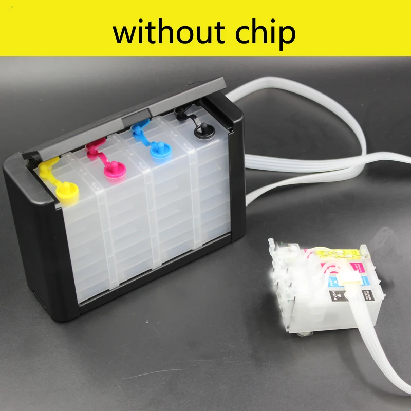 Continuous Ink Supply System Empty Ink Supply System CISS for EPSON XP-2100 XP-2105 XP-3100 XP-3105 XP-4100 XP-4105 WF-2810 WF-2830 XP-4155 without chip