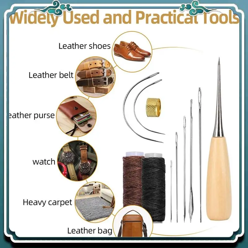 Premium 11 Pcs Leather Sewing Tool Kit, Leather Craft Stitching Sewing Kit For DIY Crafts Canvas Repair