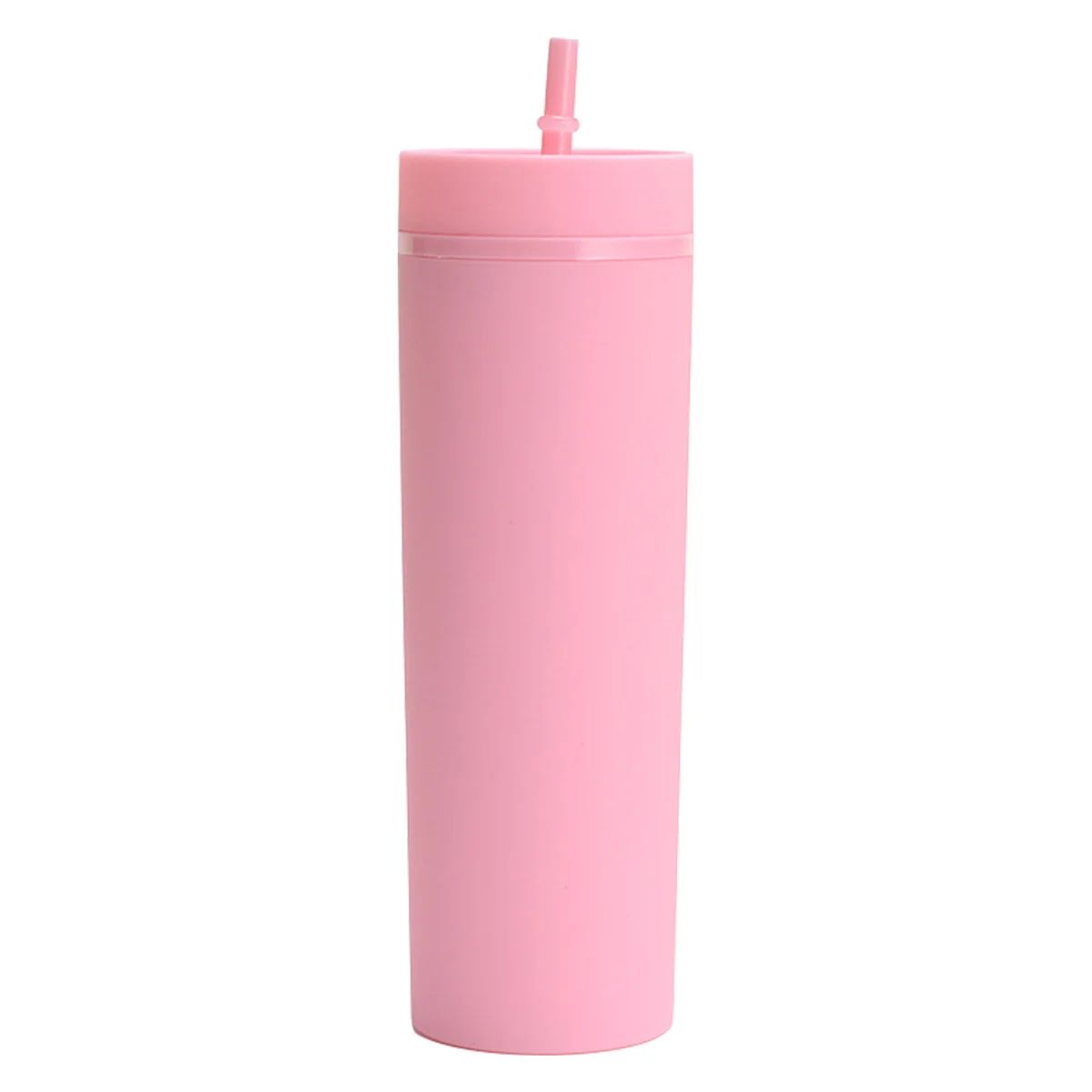 NEW Plastic CupStraw Drinking CupLid and Straw Reusable Double Wall Water Bottle Portable Multi-Color Straw Cup