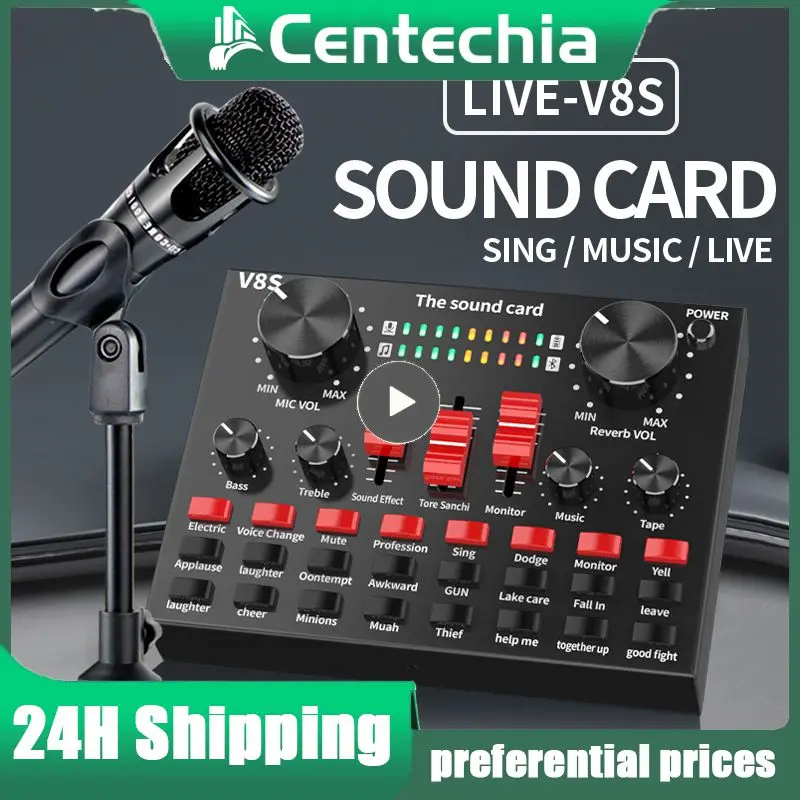 외부 사운드 카드 클리어 외부 USB V8s 휴대폰 마이크, 웹캐스트 라이브 사운드 카드, 모바일 컴퓨터 오디오 인터페이스용