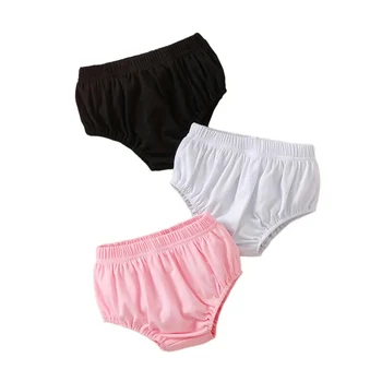 3 pezzi di biancheria intima per neonati in tinta unita in morbido cotone per neonate e neonati, copri pannolini unisex Bloomers