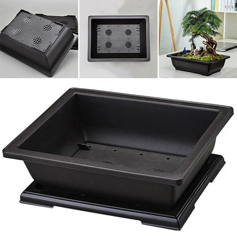 Description Picture 3 of itemContainer Flower Pot Holder Living Room Nursery Plastic Rectangle Reusable Saucer Antique Balcony Bonsai Garden