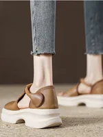 Wimen'S Sandales à semelles épaisses et à la mode pour augmenter la hauteur Sandales une pièce polyvalentes à semelles souples rétro 5