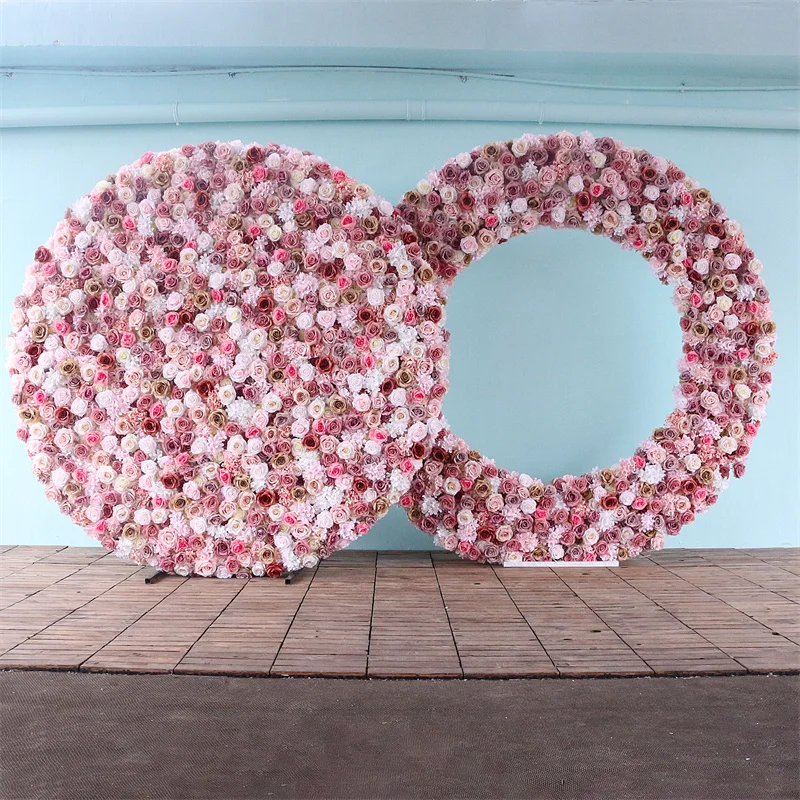 

5D Pink Purple Rose Hydrangea Circle Artificial Flowers Wall for Wedding Decoration Mariage Event Party Backdrop Deco Prop