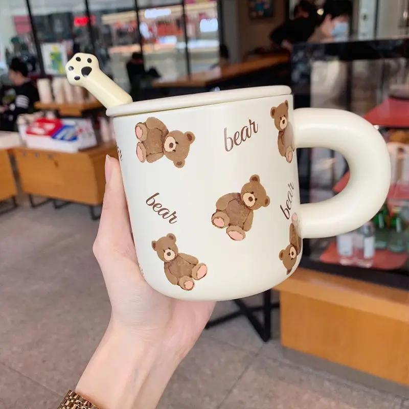 Cartoon Bear Ceramic Coffee Mug Chocolate Bear Mug Girl Retro Coffee Cup  Afternoon Tea Cute Ceramic Mug Cute Coffee Mug