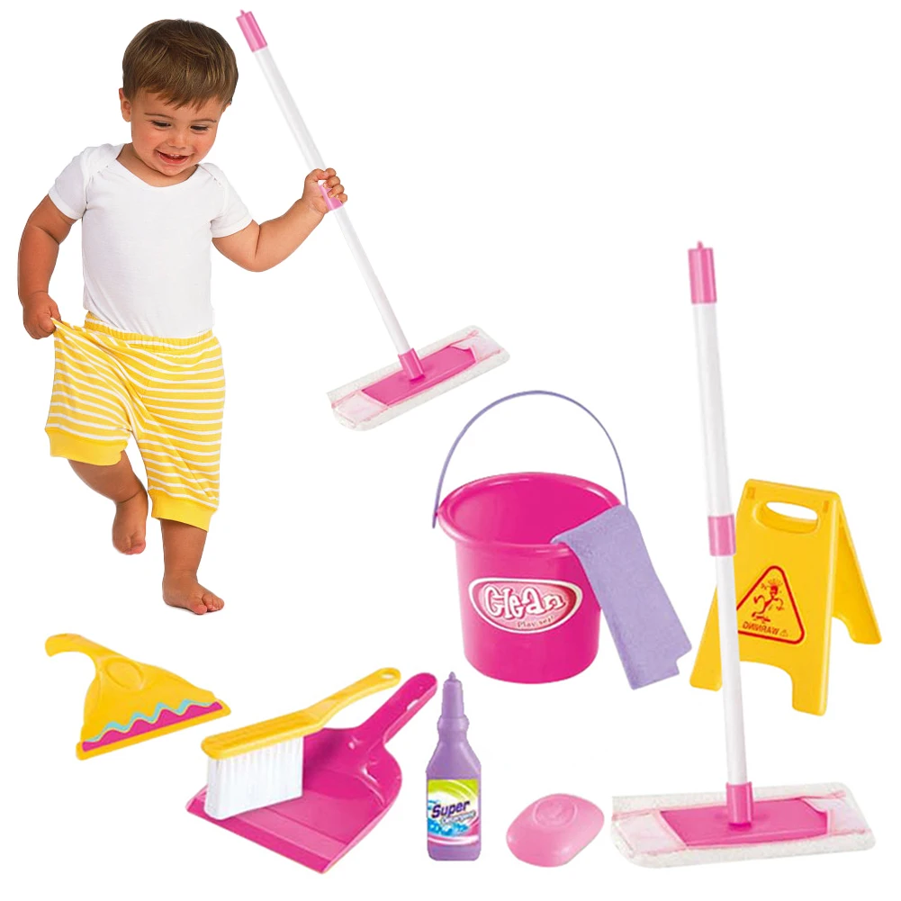 INFILM Kitchen Mini Broom with Dustpan Toy for Kids,Baby Mini Cleaning Toy Little Housekeeping Helper Mops Floor Cleaning Toy 