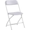 10 Pack White Plastic Folding Chair, Indoor Outdoor Portable Stackable Commercial Seat with Steel Frame 350lb. Capacity for Eve 5