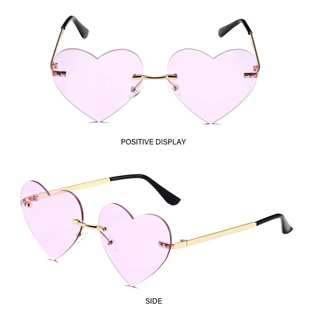 Rimless Heart Sunglasses Bachelorette Metal Sun Glasses for Women Trendy Heart-Shaped Glasses Fashion Hippie Glasses for_voghion.com