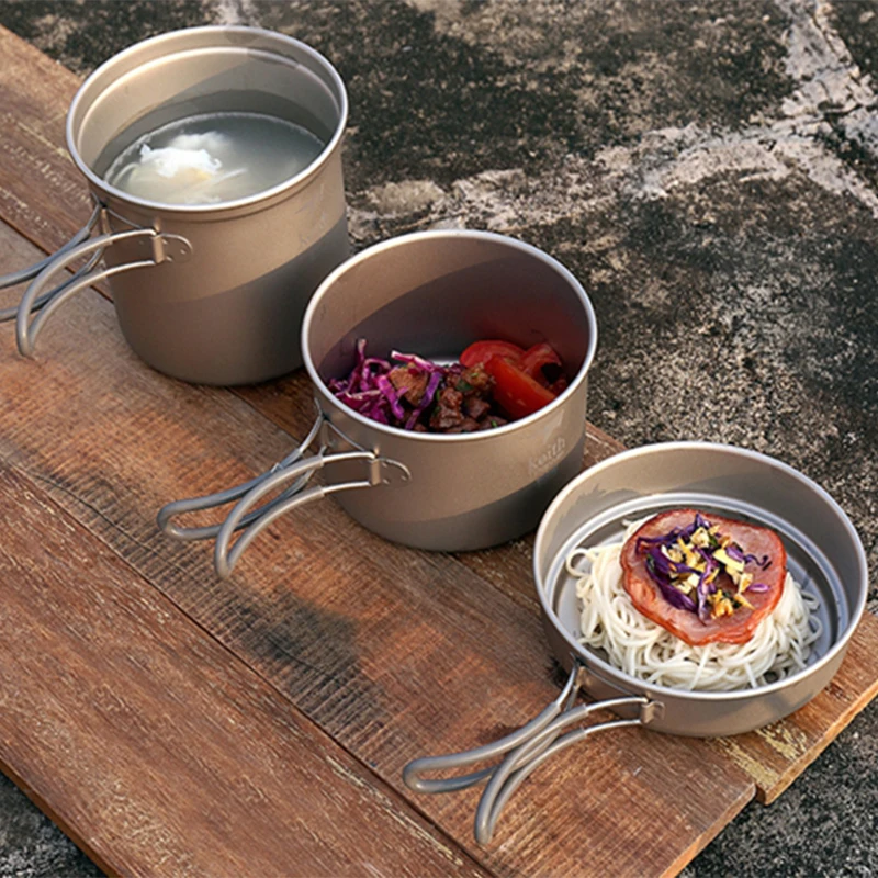 

Keith Camping Pot Set Outdoor Camping Hiking Titanium Cookware Portale Tableware Cooking Travel Cutlery Utensils Pot Pan Ti6014
