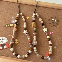 Retro Square Dog Bear Phone Charm CCD Camera Wrist Strap DIY Handmade Beaded Lanyard for Airpods Case 4