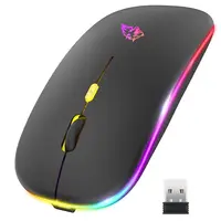 Wireless Mouse Bluetooth and 2.4GHz Dual Modes Rechargeable RGB Ergonomic Silent Click for PC iPad Laptop Cell Phone TV 1