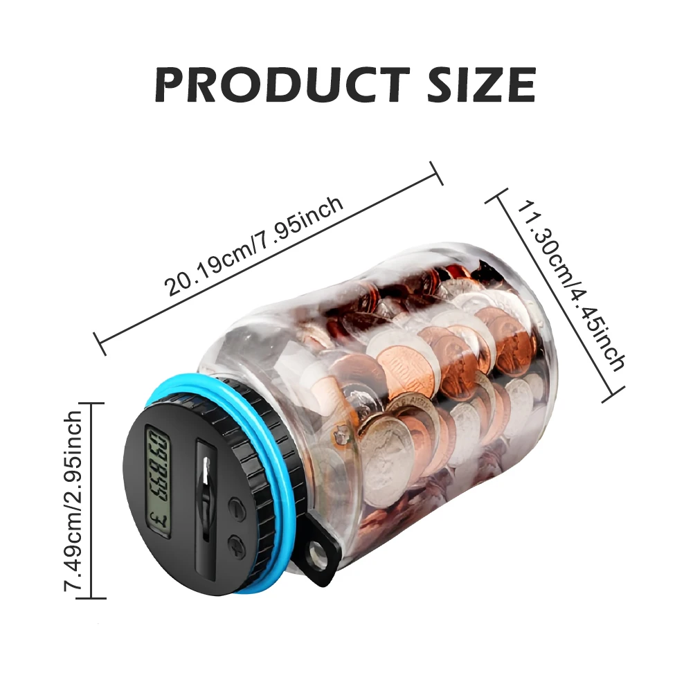 Digital Money Box with Counter Electronic Piggy Bank DisplayEuro Money Saving Box Large Transparent Coin Counter