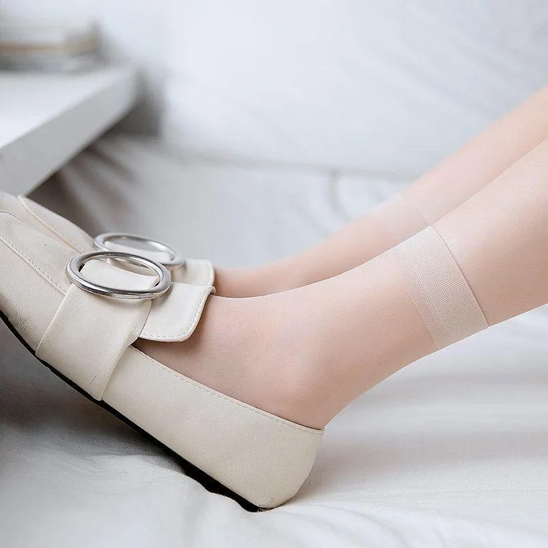 10 Paires De Chaussettes Transparentes En Nylon Noir - Taille 32-37 - Fine Maille Pour Femme