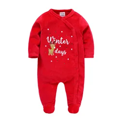 Unisex Winter Baby Clothes Warm Velvet Thicken Newborn Rompers Cartoon Print Long Sleeve Infant Pajamas Overalls Ropa Bebe De