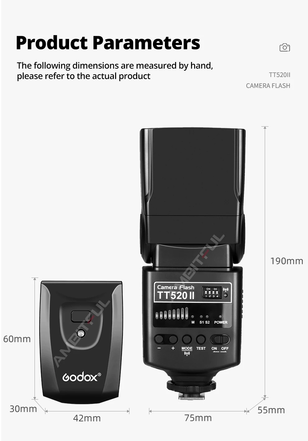 Godox Camera Flash TT520II with Build-in 433MHz Wireless Signal for Canon Nikon