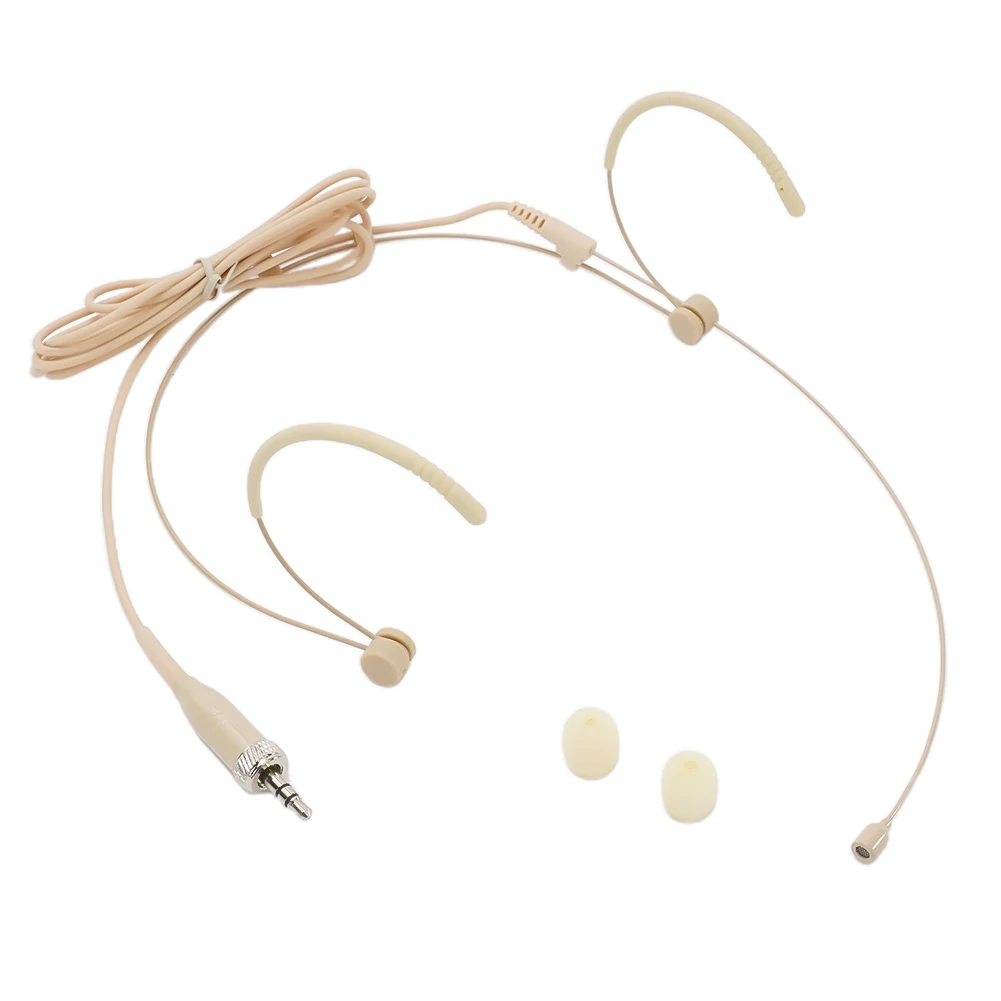 

Гарнитура с двойным ушным крючком, микрофон для наушников Sennheiser Wireless, бежевый, разъем 80-20 кГц, Внешний проводной винтовой замок
