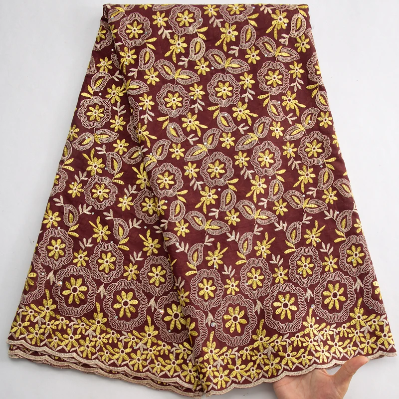 

SJD LACE Swiss Voile Lace With Rhinestones 2024 African Cotton Lace Fabric High Quality Nigerian Stones Cotton Fabric For Women