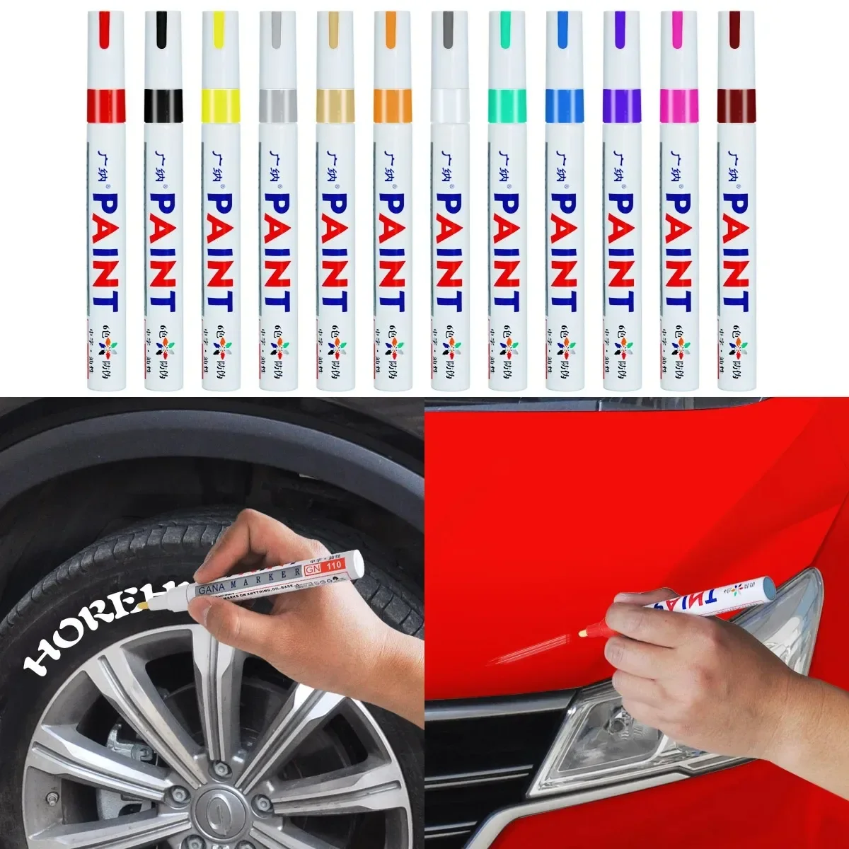 Permanent marker Paint Cleaner Car Wheel Tire Oily Painting Pen Auto Rubber Tyre Polishes Metal Graffiti Touch Scratch Wet Wax