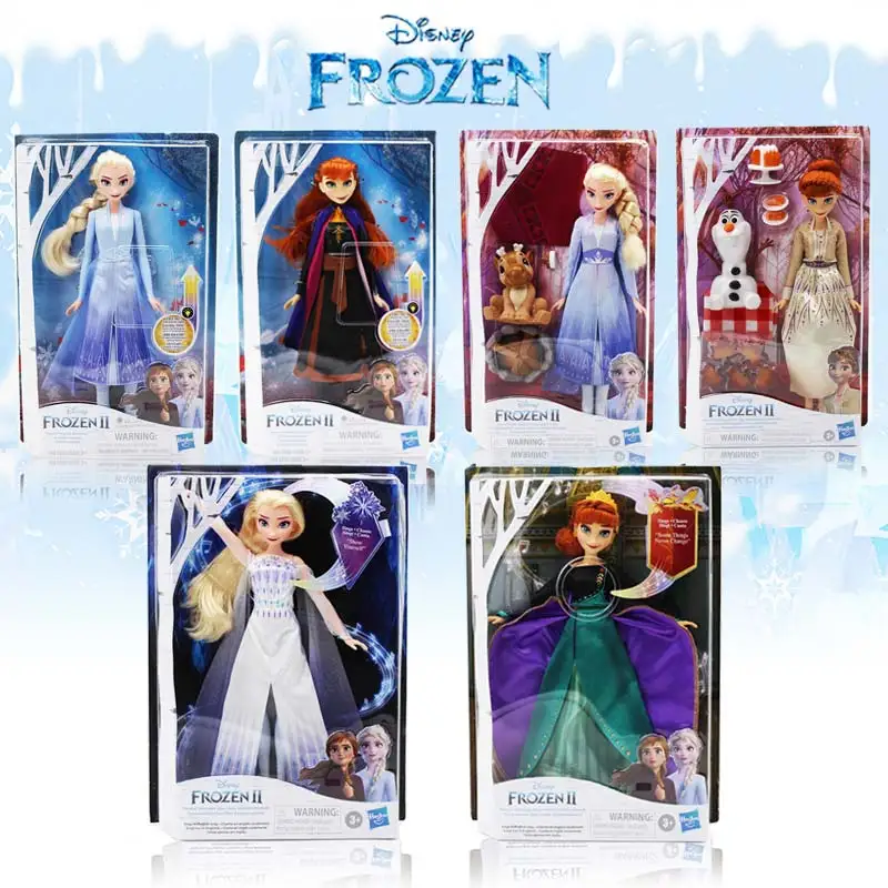 Original Disney Frozen 2 Dress Up To AttendElsa Anna Fashion Princess Sound and Light Singing Model Doll Girl Toy Festival Gifts