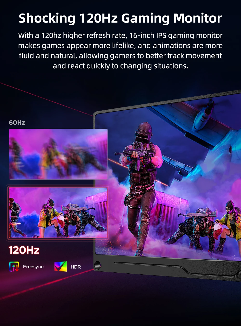 Фото UPERFECT UPlays J2 120 Гц 2K портативный игровой монитор 16-дюймовый монитор для ноутбука 2560x1600 500 нит HDR FreeSync с VESA и умным чехлом Матовый IPS Eye Care Внешний второй экран для коммутатора Huawei Xiaomi №3