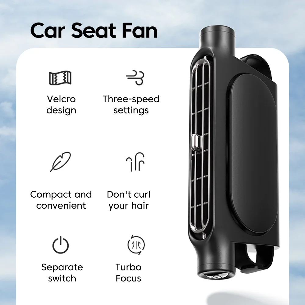 Ventilatore Portatile per Sedile Auto, Ventilatore Elettrico USB per Schienale Posteriore, Accessori Interni Auto - immagine 2