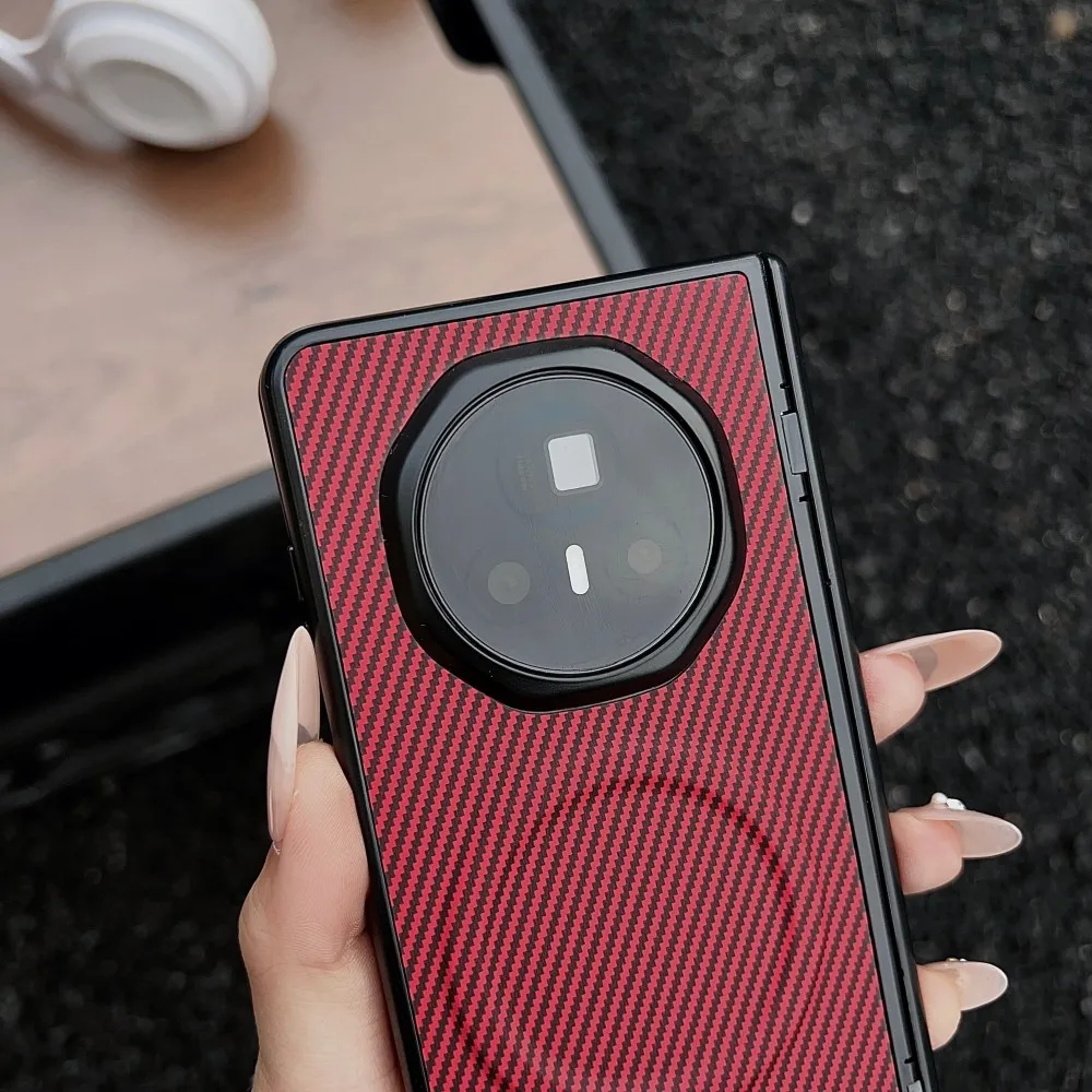 Premium Carbon Fiber Magnetic Protective Back Cover Case -