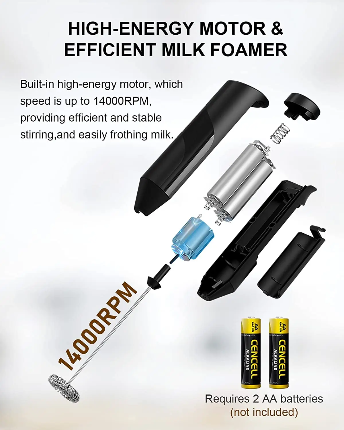 Milk Frother Electric Portable Whisk Drink Mixer Mini Foam Maker for Coffee Battery Powered