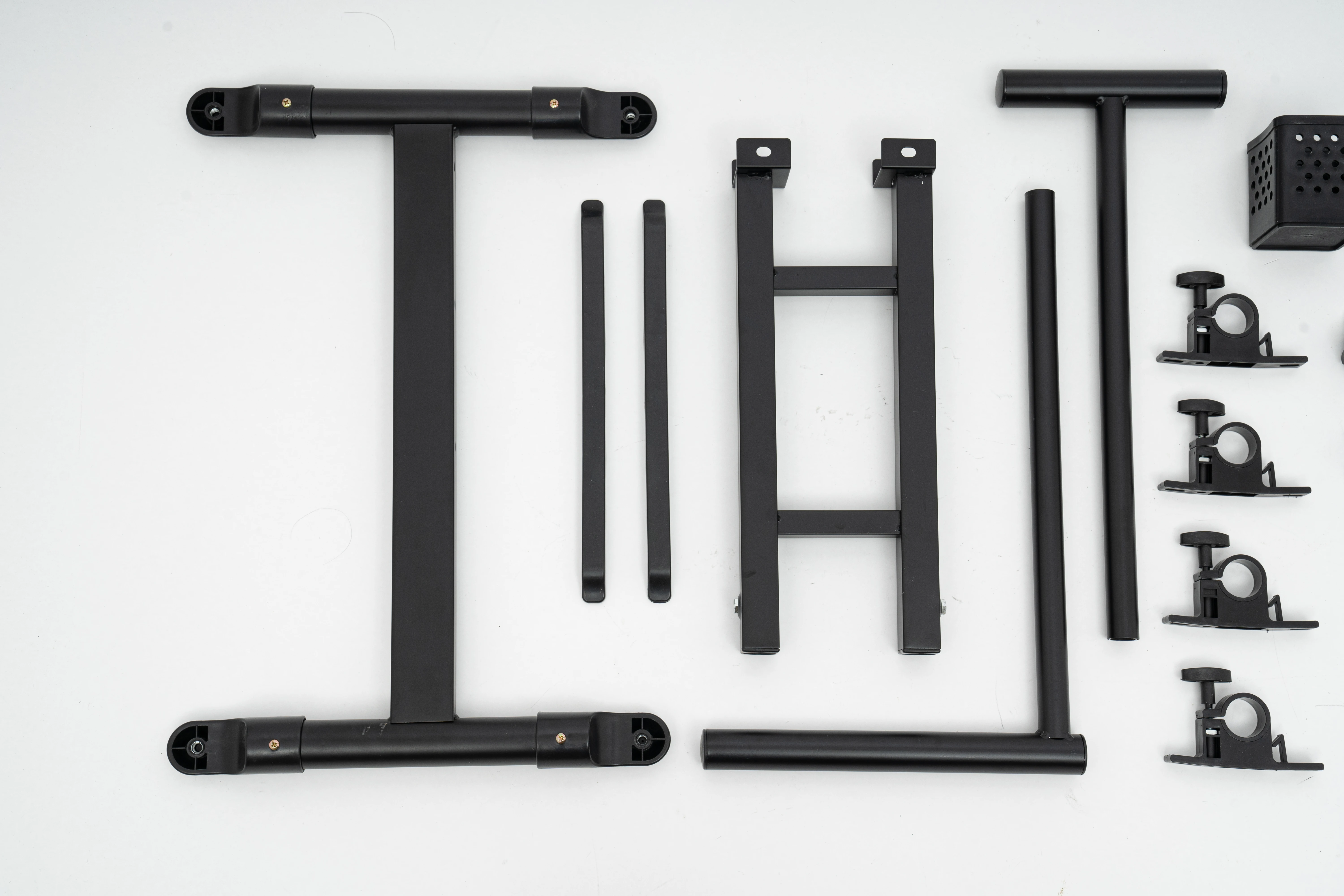 Tragbare, höhenverstellbare Tattoo-Workstation mit zwei Oberflächen, schwarzer Eisen- und Dichtebrett-Tisch, 57,5–90 cm, 12,5 kg, tragend – Detail 9