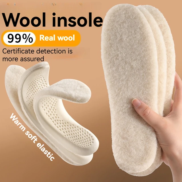 Genuine Wool Insoles for Winter Shoes Man Woman High Elastic Latex Sole Thick Cashmere Thermal Shoe Insoles With Arch Support 2