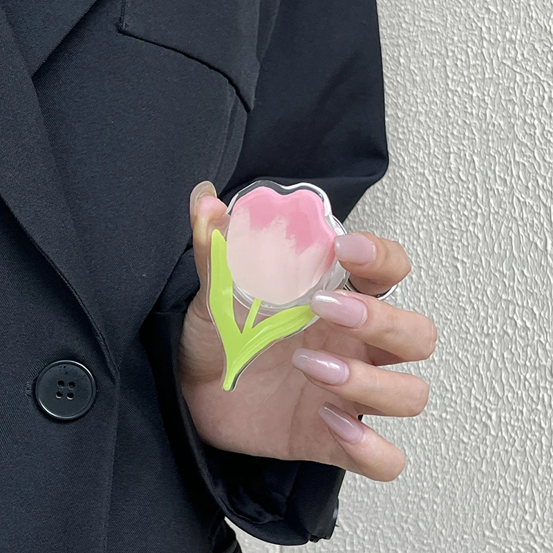 INS Korea 3D Nette Blume Transparent Telefon Halter Grip Tok Griptok Unterstützung für IPhone 16 Pro Zubehör Klapp Finger Ständer – Detail 17