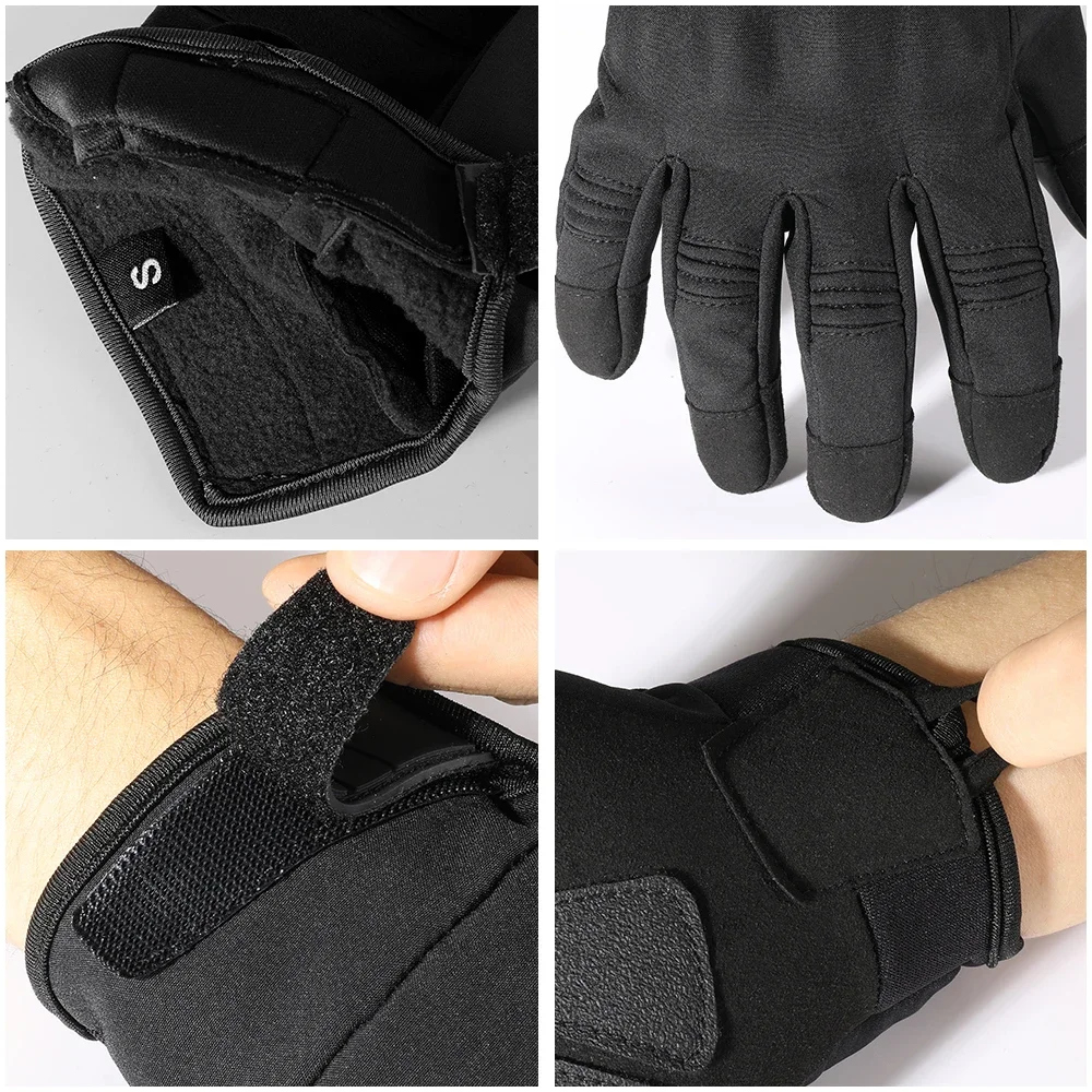 Touch Screen Thermal Windproof Cold Weather Winter Warmer Fleece Snowboard Tactical Hard Shell Full Finger Gloves