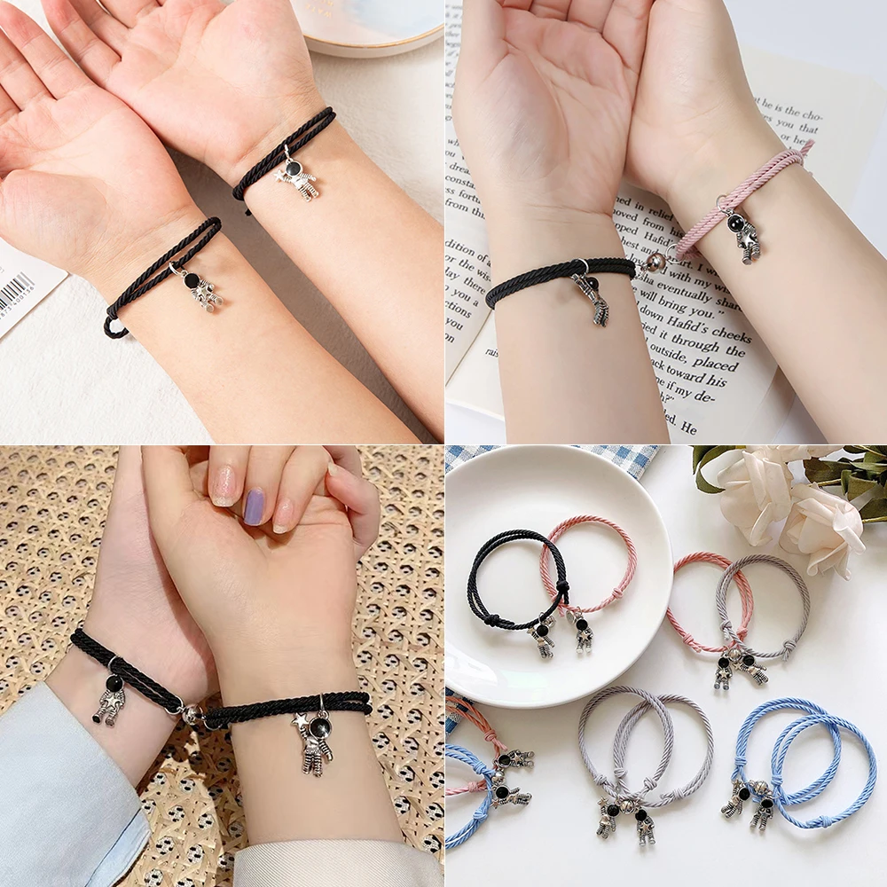 Couple Bracelet Astronaut Small Rubber Band to Send Girlfriend Boyfriend Magnet Stone Bell Bracelet Knot Head Rope Jewelry bracelet jewelry